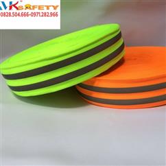 Dây vải phản quang 2 sọc ghi
